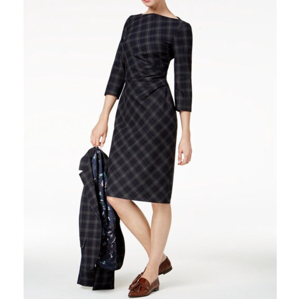 Weekend Max Mara Loretta Plaid Wool Dress Size 4 - Picture 3 of 10